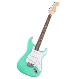 Squier by Fender Debut Collection Stratocaster Electric Guitar, Laurel Fingerboard, White Pickguard, Seafoam Green