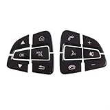 EXTRWORY 12 pcs Car Steering Wheel Button Cover Sticker Black ABS Interior Trim Decoration for Mercedes for Benz C-Class W205 S205 C205 for GLC C253 X253 2015-2018