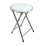 HOMION Round Compact Folding Stool for Home Office Small Junior 45cm Breakfast Children Kids stool School Library office Use Lightweight Foldable Stool Free Standing (White)