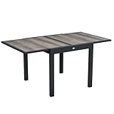 Outsunny Extending Garden Table, Outdoor Dining Table for 6, Aluminium Frame Rectangular Patio Table with Plastic Board Tabletop,80/160L x 80W x 75H cm, Grey