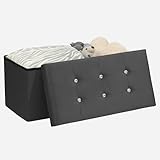 AKH HOUSEWARE 76 x 38cm Ottoman Storage Box with Lid Foot Bedside Stool for Bed Room, Living Room Furniture Velvet Storage Bench Toy Storage Box Ottoman Stool Seat (Dark Grey, 38 x 76 cm)