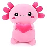 Axolotl Plush Pillow Stuffed Axolotl Stuffed Animal Plush Pillow Cute Plush Toys Animal Toy Hugging Pillow For Lover Cushion Pillows Cuddly Toy Soft Toys Heart for Boys Girls Present 13.7 inch