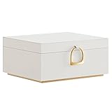 SONGMICS 2-Layer Jewellery Box, Jewellery Organiser with Handle, Removable Jewellery Tray, Jewellery Storage, Floating Effect, 20.5 x 24 x 11 cm, Gift Idea, White JBC165W01