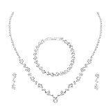 Yolev Bridal Jewellery Set for Wedding Prom Costume Jewelry Set Rhinestone Crystal Choker Necklace Bracelet Drop Dangle Earrings Set for Bride Women and Girls