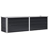 vidaXL Galvanised Steel Planter Pot – Anthracite Coloured Raised Garden Bed for Outdoor, Patio, Garden – Spacious and Weather resistant pot for plants, herbs, flowers