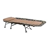 CARPZILLA Fishing Bed with 6 Adjustable Legs Folding Portable Large Bedchair Built-in Pillow Flat Out 215 x 95cm Wide 150kg Capacity Overnight Camping Fishing Equipment Fishing Accessories Camo
