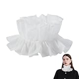 AHANDMAKER Detachable Cotton False Collar White Ruff Collar with Pleated Vintage Design, Pierrot Costume Neck Choker Inspired Ruffled Neck Accessory for Cosplay, Historical Outfits, Daily Wear