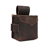 TOURBON Genuine Leather Cartridge Belt Pouch 12GA Ammo Shell Holder Clay Shooting Waist Bag
