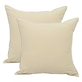 Betadistor Cushion Covers 45 x 45cm Set of 2, Apricot Yellow Sofa Cushions Decorative Cotton Plain Indoor Pillowcases for Bed Bedroom Living Room with Invisible Zipper, Apricot Yellow, 519-0404