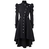 HOMEBABY Womens Vintage Steampunk Long Coat Tuxedo Gothic Overcoat Ladies Retro Jacket Classic Blazer Suit Warm-up Cardigan Outwear Black