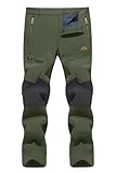 TACVASEN Ski Trousers for Men Waterproof Mountain Trousers Skiing Fleece Lined Trousers Walking Fishing Trekking Travel Trousers, 36, Thick - Army Green, Thick - Army Green, 36