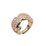 Gold Double Boxing Ring with Stones Adjustable Ring with 18K Real Gold Plating Premium Fashion Unique Jewellery Gift (Adjustable to Fit Various Sizes) - Bling King London
