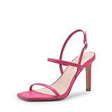 DREAM PAIRS Women’s Slingback Heels High Stilettos Open Square Toe Ankle Strap Pumps Sexy Comfort Strappy Dress Shoes Wedding Bridal Heeled Sandals,Size 7.5,Hot Pink-Pu,DWUMHS2533