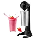 ARTECH Retro Milkshake Maker Black – Powerful 100W Milk Frother, Protein Shake Mixer, Milk Shakes, Omelette Mix, Cocktails, Frappes Blends; 500ml Stainless Steel Cup; 2 Speed Settings Recipes Included