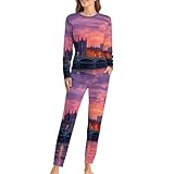Big Ben London Womens Pyjama Sets Long Sleeve Sleepwear Loungewear PJs Sets with Pockets M