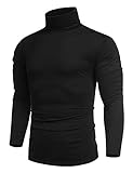 COOFANDY Men's Turtleneck Jumpers Long Sleeve Roll Neck Tops Cotton Lightweight Sweaters Polo Neck Jumper for Men Basic Solid Color T-Shirt Slim Fit Black XL