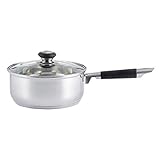 Viners Everyday Sauce Pan, Touch Grip Handle and Glass Lid with 5 Year Guarantee Stainless Steel, 20cm