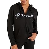 Victoria's Secret Women's PINK Logo Full Zip-up Sweatshirt (XS-XXL), Pure Black Blur Script Logo, S