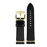KAXSFE Small Bees Vintage Genuine Leather Watch Strap Compatible With Gucci YA1264065 Men 20 22mm Green Black Blue Dermis Watchband(Black gold,20MM)