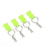 Dilwe RC Body Shell Clip, Secure Shell Pin+ Mounting Bracket Set, Aluminum Alloy Accessories Auto Parts Suitable for 1/5 1/8(Yellow Green)