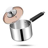 HaWare 16cm Saucepan with Glass Lid, 2L Stainless Steel Milk Pan, Tri-Ply Sauce Cookware Pot for Induction Gas Halogen Electric Ceramic, Heat-Proof Handle - 2QT