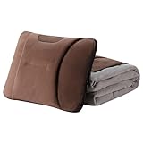 LNZKX Car Travel Blanket Waist Support Blanket for MG ZR 5-door/ZR 3-door/MG ZT-T, Premium Soft 3 in 1 Warm Soft Travel Blanket Car Pillow Blanket,Brown