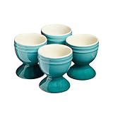 Cooks Professional Set of 4 Colourful Egg Cups | 40ml Durable Chip Resistant Ceramic Stoneware Dinnerware Graduated Design Egg Holders | Dishwasher & Microwave Safe | Teal