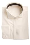 Men's Ivory Wing Collar Dress Shirt White Formal Wedding Havana Victorian Tip (UK, Neck, 17.5, Regular, Regular, Ivory)