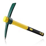 LEONTOOL 15 Inches Garden Pick Mattock Hoe Heavy Duty Gardening Pick Axe Hand Tool with Shock Absorption No-Slip Handle, Adze Hoe for Digging Weeding Prospecting Camping