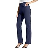 Ladies Trousers Stretchy Office Yoga Trousers Elasticated Waist Straight Leg Casual Work Trouser for Women UK Yoga Pants Office Work Trousers Straight Leg Pants with Pockets