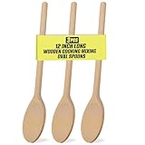 12 Inch Long Wooden Spoons for Cooking - Oval Wood Mixing Spoons for Baking, Cooking, Stirring - Sauce Spoons Made of Natural Beechwood - Set of 3