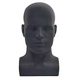 Tcwuzick Male Mannequin Head Professional Manikin Head for Display Wigs Hats Headphone Mask Sunglasses Jewelry and Scravat Display Stand (Matte Black)