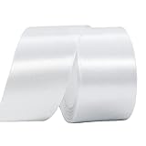 50mm Wide White Ribbon Thick Wedding Car Ribbon 22m, 2 inch Thick White Satin Ribbon for Gift Wrapping Wedding Car Christmas Birthday Cake Hair Bow Florist Bouquet Crafts Decorations