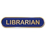 Librarian School Bar Badge - 45mm x 10mm - Enamel on Metal - Safety Pin Fixing - Epoxy Coating (BLUE)