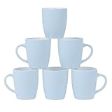 DIVCHI Coffee Mugs Set of 6 Stoneware 360ml Cups with Handle Dishwasher & Microwave Safe Mug Sets Wide Tea Coffee and Hot Chocolate Cup (Blue)