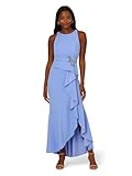 Adrianna Papell Women's Beaded Crepe Halter Gown Special Occasion Dress, Electric Ice, 8
