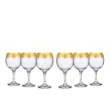 Joseph Sedgh Collection Greek Key Wine Glasses Set of 6-8.8 oz Round Wine Glasses with Stem, Dishwasher Safe Premium European Grade Glassware