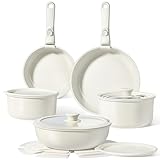 GiPP Pot and Pan Set with Detachable Handle, 15Pcs Induction Cookware Sets with Ceramic Non-Stick Coating, Stackable Cooking Pots Set, Mobile Cookware for All Stove Types, Oven Safe