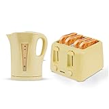 GEEPAS 1.7L Electric Kettle & 4 Slice Bread Toaster Kitchen Combo Set | 2200W Cordless Jug Kettle Auto Shut-Off | 1400W Toastie Machine 6 Browning Level Removable Crumb Tray | 2 Year Warranty, Beige