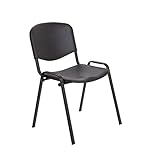 Office Hippo Heavy Duty Canteen Chair, Versatile & Robust Stackable Wipe Clean Chair With Strong Frame & Hygienic Seat, Up To 115kg Weight, Hard Wearing, 5 Year Frame Guarantee - Black, Single