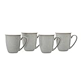 Denby - Elements Light Grey Coffee Mug Set of 4 - 330ml Stoneware Ceramic Tea Mug Set For Home & Office - Dishwasher Safe, Microwave Safe - Pale Grey, White - Chip Resistant