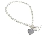 Strictly Gifts Sterling Silver Necklace with Double Heart Tag - 925 Hallmarked - T Bar Fastening