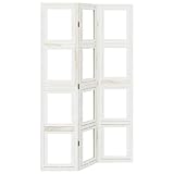 vidaXL White Solid Paulownia Wood Room Divider/Privacy Screen - 3 Panel Folding Partition for Office and Home Decor, Space-Saving Design, Rotatable Photo Frames