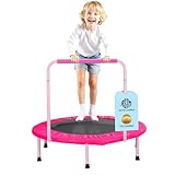 VEVOR 36" Kids Trampoline, 3FT Indoor Outdoor Trampoline, Foldable Mini Trampolines with Handle, Rebounder for Toddlers, Birthday Gift for 3+ Years Children, Boys Girls for Fun, Pink