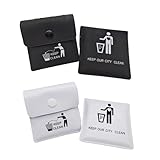 4Pcs Environmental Portable Ashtray Reusable Ash Pouch Fireproof Mini Ashtray for Travel or Daily Use (Black and white)