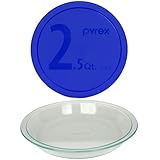 Pyrex (1) 23-CM Vintage 9in Pie Plate #209, & (1) 325-PC 2.5qt Blue Mixing Bowl Lid Made in the USA