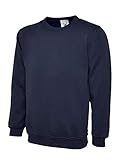Mad Ink Plain Classic Crewneck Sweatshirt Jumper Top (6XL, Navy)