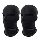 MIVAIUN 2 Pcs 2 Hole Balaclava, Classic Lightweight Black Skimask Headwrap, Double Hole Breathable Full Face Ski Mask, UV Resistant Wind Resistant Breathablestant for Skiing Moto Cycling (Black)