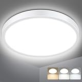 slochi Bathroom Light, 3000K/4000K/6500K 3 Color Temperature, Waterproof IP54, Small, Round, Modern, Flush Ceiling Light for Bathroom, Kitchen, Bedroom, Hallway and More