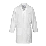 Portwest 2852 Standard Lab Coat Kingsmill Polycotton Professional Protective Workwear Concealed Stud 3 Pocket Storage Durable Comfortable Non-Shrinking, White, M